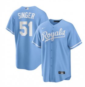 Cheap Men\'s Kansas City Royals #51 Brady Singer Light Blue Stitched Baseball Jersey
