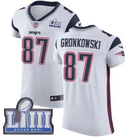 Wholesale Cheap Nike Patriots #87 Rob Gronkowski White Super Bowl LIII Bound Men\'s Stitched NFL Vapor Untouchable Elite Jersey