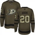 Wholesale Cheap Adidas Ducks #20 Pontus Aberg Green Salute to Service Stitched NHL Jersey