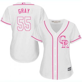 Wholesale Cheap Rockies #55 Jon Gray White/Pink Fashion Women\'s Stitched MLB Jersey