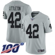 Wholesale Cheap Nike Raiders #42 Cory Littleton Silver Men's Stitched NFL Limited Inverted Legend 100th Season Jersey