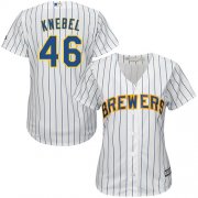 Wholesale Cheap Brewers #46 Corey Knebel White Strip Home Women's Stitched MLB Jersey