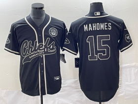 Wholesale Cheap Men\'s Kansas City Chiefs #15 Patrick Mahomes Black Cool Base Stitched Baseball Jersey