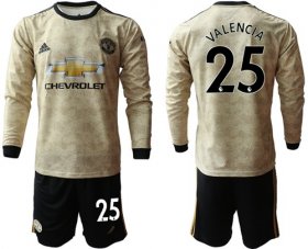 Wholesale Cheap Manchester United #25 Valencia Away Long Sleeves Soccer Club Jersey