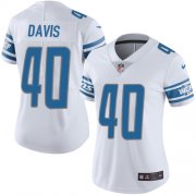 Wholesale Cheap Nike Lions #40 Jarrad Davis White Women's Stitched NFL Vapor Untouchable Limited Jersey