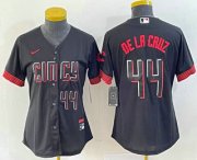 Wholesale Cheap Women's Cincinnati Reds #44 Elly De La Cruz Number Black 2023 City Connect Cool Base Stitched Baseball Jersey4