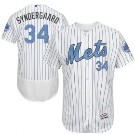Wholesale Cheap Mets #34 Noah Syndergaard White(Blue Strip) Flexbase Authentic Collection Father\'s Day Stitched MLB Jersey