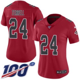 Wholesale Cheap Nike Falcons #24 A.J. Terrell Red Women\'s Stitched NFL Limited Rush 100th Season Jersey