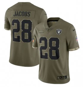 Wholesale Cheap Men\'s Las Vegas Raiders #28 Josh Jacobs 2022 Olive Salute To Service Limited Stitched Jersey
