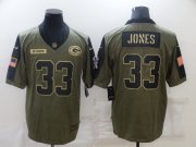 Wholesale Cheap Men's Green Bay Packers #33 Aaron Jones 2021 Olive Salute To Service Limited Stitched Jersey