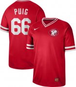 Wholesale Cheap Nike Reds #66 Yasiel Puig Red Authentic Cooperstown Collection Stitched MLB Jersey