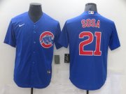 Wholesale Cheap Men Chicago Cubs 21 Sosa Blue Game Nike MLB Jerseys