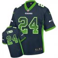 Wholesale Cheap Nike Seahawks #24 Marshawn Lynch Steel Blue Team Color Youth Stitched NFL Elite Drift Fashion Jersey