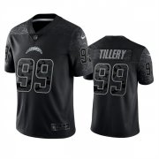 Wholesale Cheap Men's Los Angeles Chargers #99 Jerry Tillery Black Reflective Limited Stitched Football Jersey