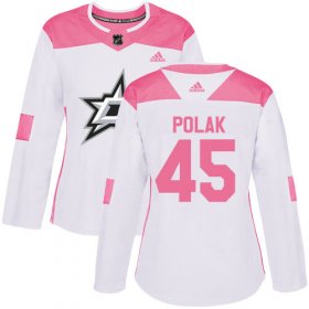 Cheap Adidas Stars #45 Roman Polak White/Pink Authentic Fashion Women\'s Stitched NHL Jersey