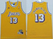 Wholesale Cheap Men's Los Angeles Lakers #13 Wilt Chamberlain 1996-97 Yellow Hardwood Classics Soul Swingman Throwback Jersey