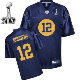 Wholesale Cheap Packers #12 Aaron Rodgers Blue Bowl Super Bowl XLV Stitched NFL Jersey