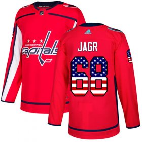 Wholesale Cheap Adidas Capitals #68 Jaromir Jagr Red Home Authentic USA Flag Stitched NHL Jersey