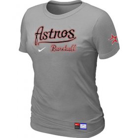 Wholesale Cheap Women\'s MLB Houston Astros Light Grey Nike Short Sleeve Practice T-Shirt