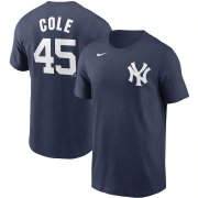 Wholesale Cheap New York Yankees #45 Gerrit Cole Nike Name & Number T-Shirt Navy