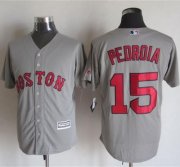 Wholesale Cheap Red Sox #15 Dustin Pedroia Grey New Cool Base Stitched MLB Jersey