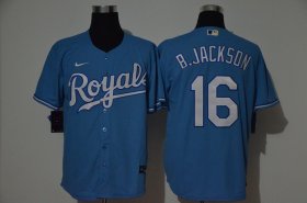 Wholesale Cheap Men\'s Kansas City Royals #16 Bo Jackson Blue Stitched MLB Cool Base Nike Jersey