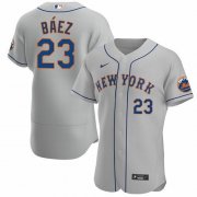 Wholesale Cheap Men's New York Mets #23 Javier Baez Gray Anthentic Nike Jersey