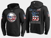 Wholesale Cheap Sabres #16 Pat Lafontaine NHL Banner Wave Usa Flag Black Hoodie