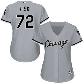 Wholesale Cheap White Sox #72 Carlton Fisk Grey Road Women\'s Stitched MLB Jersey