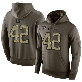 Wholesale Cheap NFL Men\'s Nike Oakland Raiders #42 Ronnie Lott Stitched Green Olive Salute To Service KO Performance Hoodie