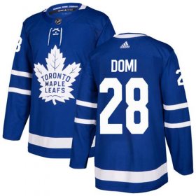 Wholesale Cheap Adidas Maple Leafs #28 Tie Domi Blue Home Authentic Stitched NHL Jersey