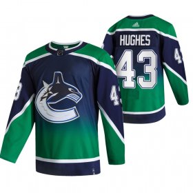 Wholesale Cheap Vancouver Canucks #43 Quinn Hughes Green Men\'s Adidas 2020-21 Reverse Retro Alternate NHL Jersey
