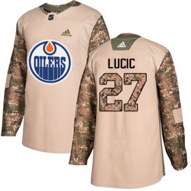 Wholesale Cheap Adidas Oilers #27 Milan Lucic Camo Authentic 2017 Veterans Day Stitched NHL Jersey