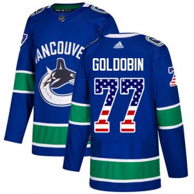 Wholesale Cheap Adidas Canucks #77 Nikolay Goldobin Blue Home Authentic USA Flag Youth Stitched NHL Jersey