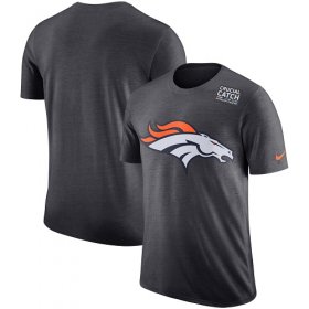 Wholesale Cheap NFL Men\'s Denver Broncos Nike Anthracite Crucial Catch Tri-Blend Performance T-Shirt