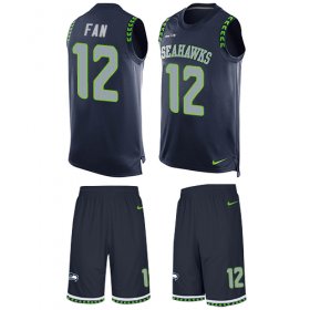 Wholesale Cheap Nike Seahawks #12 Fan Steel Blue Team Color Men\'s Stitched NFL Limited Tank Top Suit Jersey