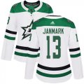 Cheap Adidas Stars #13 Mattias Janmark White Road Authentic Women's Stitched NHL Jersey
