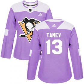 Wholesale Cheap Adidas Penguins #13 Brandon Tanev Purple Authentic Fights Cancer Women\'s Stitched NHL Jersey