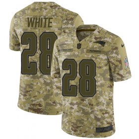 Wholesale Cheap Nike Patriots #28 James White Camo Men\'s Stitched NFL Limited 2018 Salute To Service Jersey