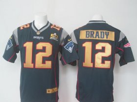 Wholesale Cheap Nike Patriots #12 Tom Brady Navy Blue Team Color Super Bowl 50 Collection Men\'s Stitched NFL Elite Jersey