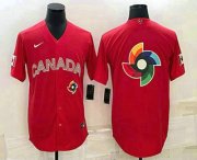 Cheap Men's Canada Baseball 2023 Red World Big Logo With Patch Classic Stitched Jersey