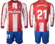 Wholesale Cheap Men 2021-2022 Club Atletico Madrid home red Long Sleeve 21 Soccer Jersey