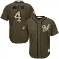 Wholesale Cheap Brewers #4 Paul Molitor Green Salute to Service Stitched MLB Jersey