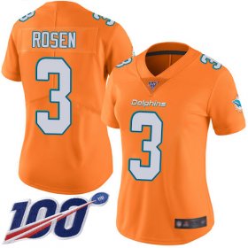 Wholesale Cheap Nike Dolphins #3 Josh Rosen Orange Women\'s Stitched NFL Limited Rush 100th Season Jersey