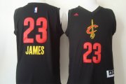Wholesale Cheap Cleveland Cavaliers #23 LeBron James 2015 Black With Red Fashion Jersey