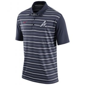 Wholesale Cheap Men\'s Atlanta Braves Nike Navy Dri-FIT Stripe Polo