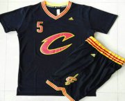 Wholesale Cheap Men's Cleveland Cavaliers #5 J.R. Smith Revolution 30 Swingman 2015-16 New Black Short-Sleeved Jersey(With-Shorts)