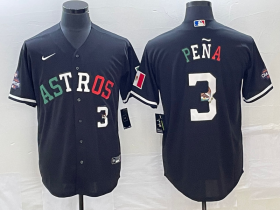 Wholesale Cheap Men\'s Houston Astros #3 Jeremy Pena Number Mexico Black Cool Base Stitched Baseball Jersey