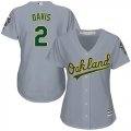 Wholesale Cheap Athletics #2 Khris Davis Grey Road Women's Stitched MLB Jersey