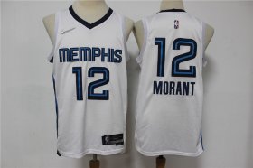 Wholesale Cheap Men\'s Memphis Grizzlies #12 Ja Morant White Nike 75th Anniversary Diamond 2021 Stitched Jersey